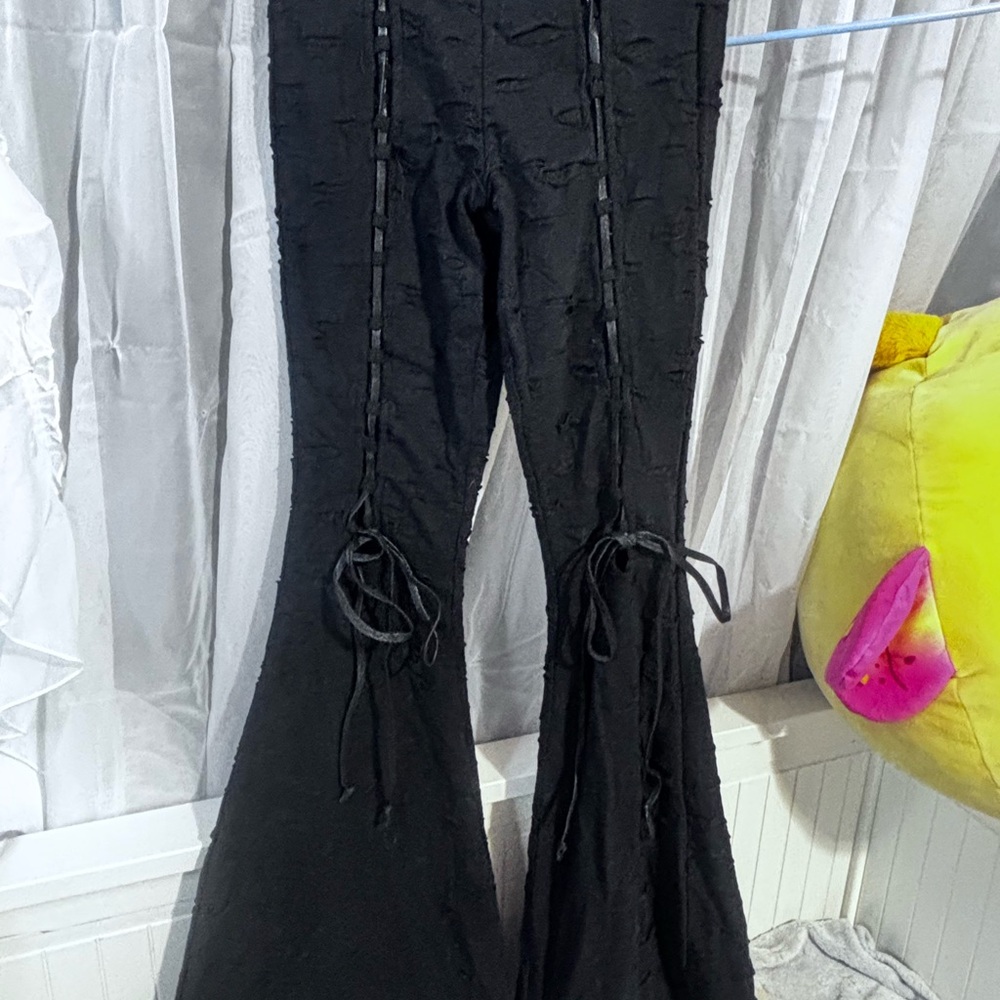 Widow Black Lace-Up Pants